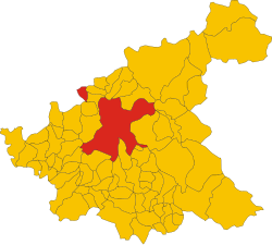 Map of comune of Rieti (province of Rieti, region Lazio, Italy)